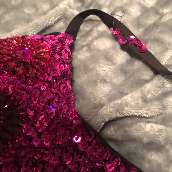 Pink Beaded Rave Top / Bra - Picture 5 of 7